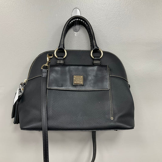 Handbag Designer By Dooney And Bourke In Black & Gold, Size:Medium