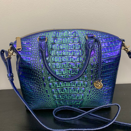 Handbag Designer By Brahmin In Green & Purple, Size:Large