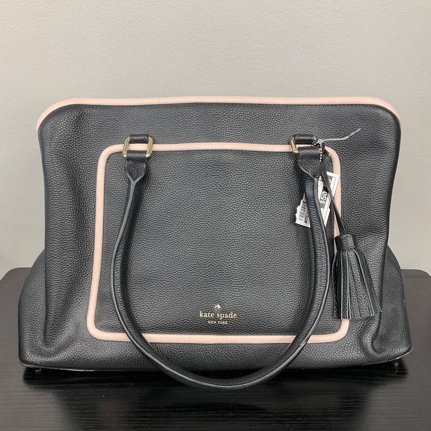 Handbag Designer By Kate Spade In Black & Cream, Size:Medium