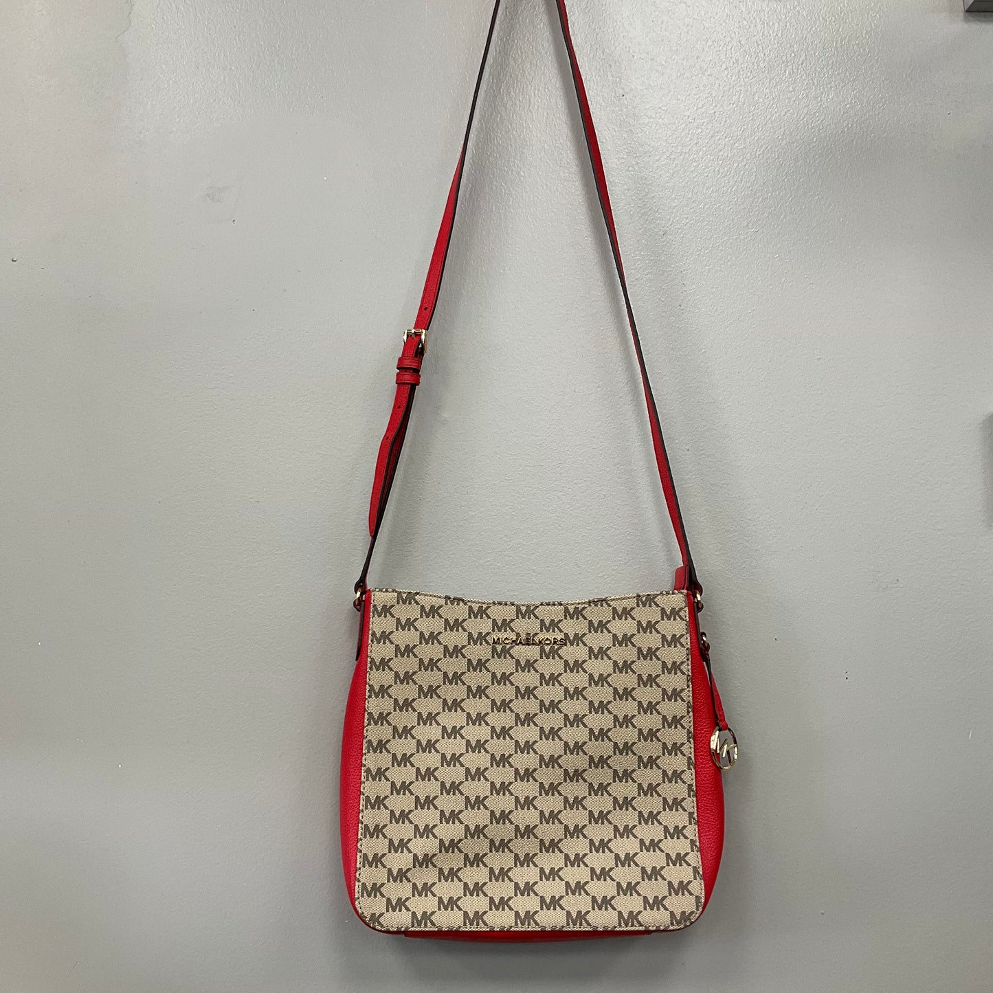 Crossbody Designer By Michael Kors In Brown & Red, Size:Medium