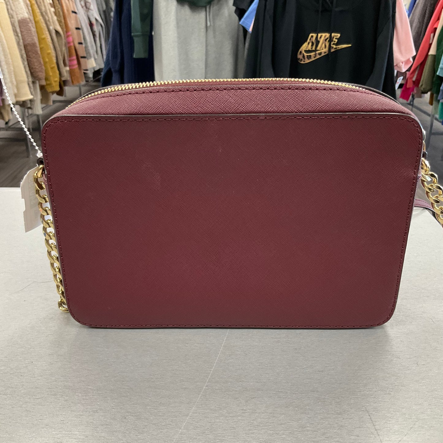 Crossbody Designer By Michael Kors In Burgundy, Size:Small