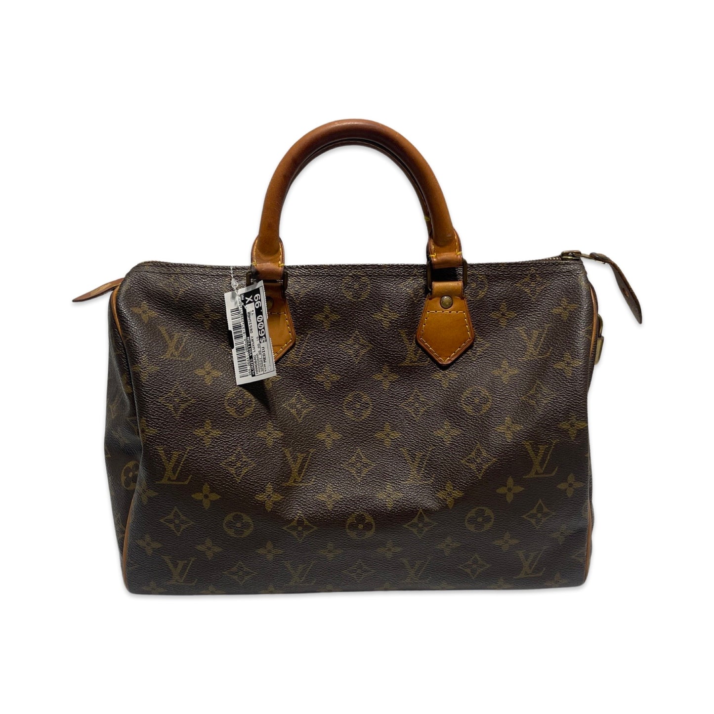 Speedy 30 Coated Canvas Monogram Brown with Brass Hardware Handbag Luxury Designer By Louis Vuitton Size: Medium