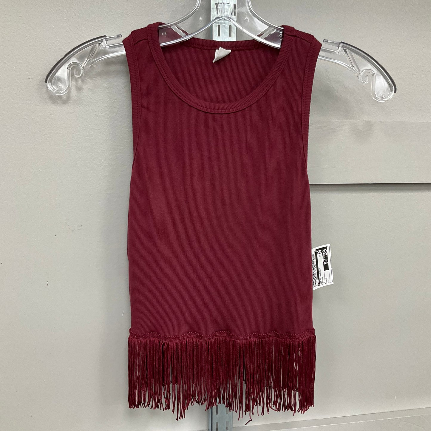 Top Sleeveless In Maroon, Size:S