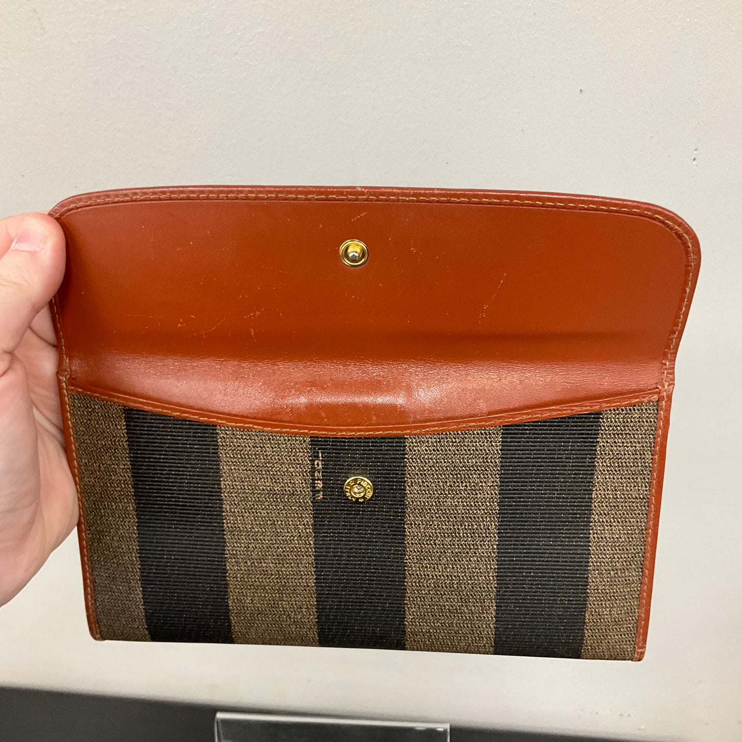 Wallet Luxury Designer By Fendi In Striped Pattern, Size:Medium