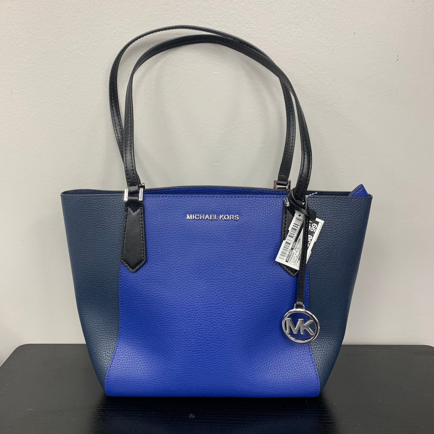 Handbag Designer By Michael Kors In Black & Blue, Size:Medium