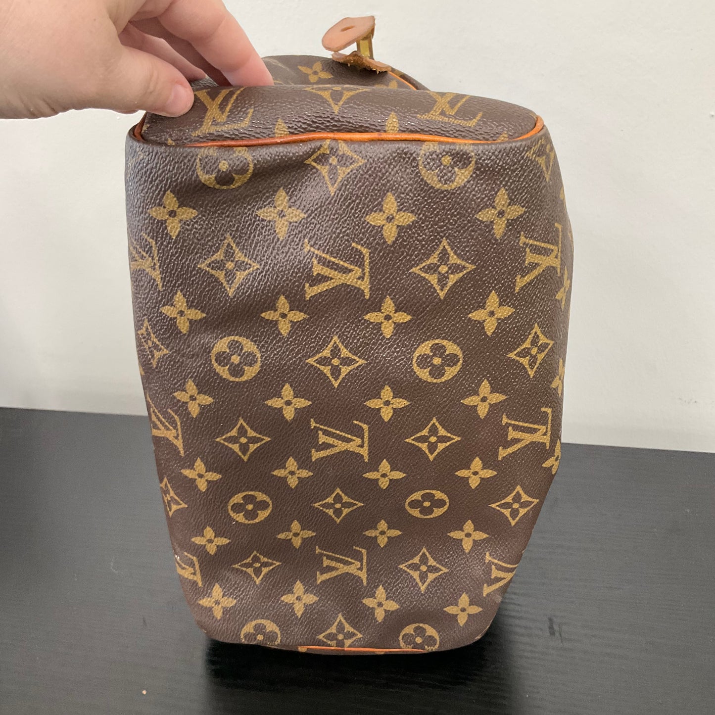 Handbag Luxury Designer By Louis Vuitton In Brown, Size:Small