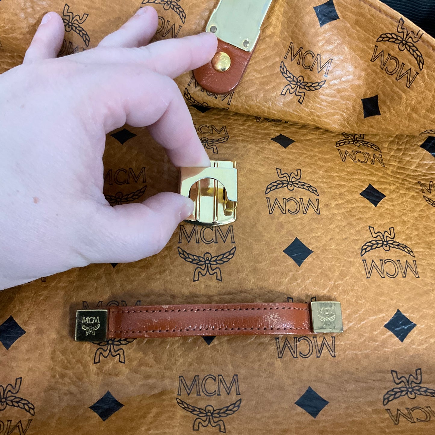 CROSSBODY LUXURY DESIGNER by MCM In BROWN, Size: LARGE