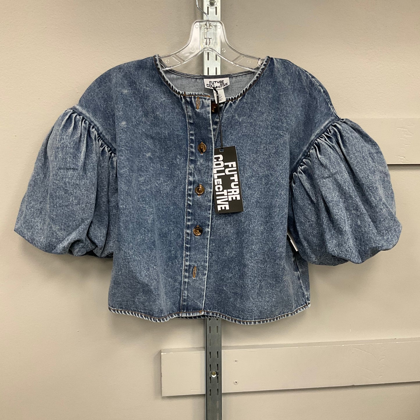 TOP SS by FUTURE COLLECTIVE In BLUE DENIM, Size: XS