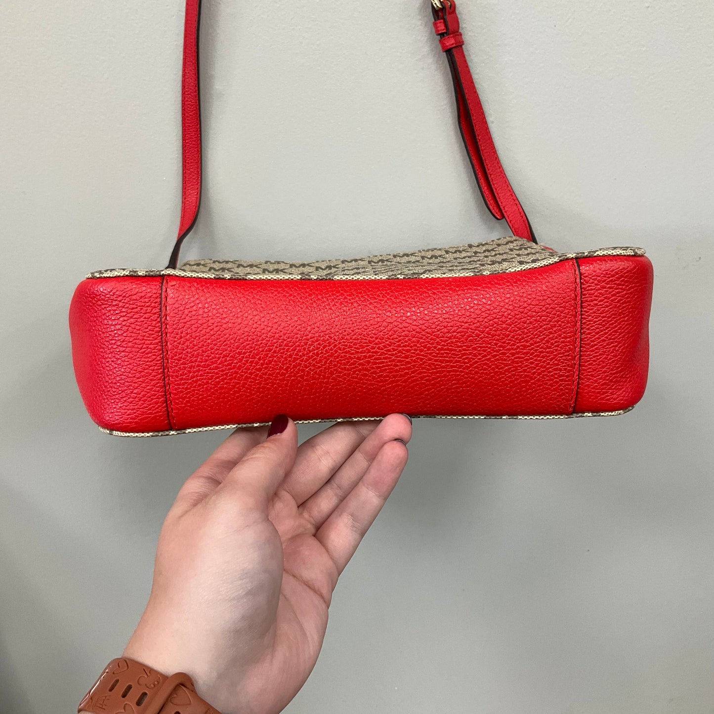 Crossbody Designer By Michael Kors In Brown & Red, Size:Medium