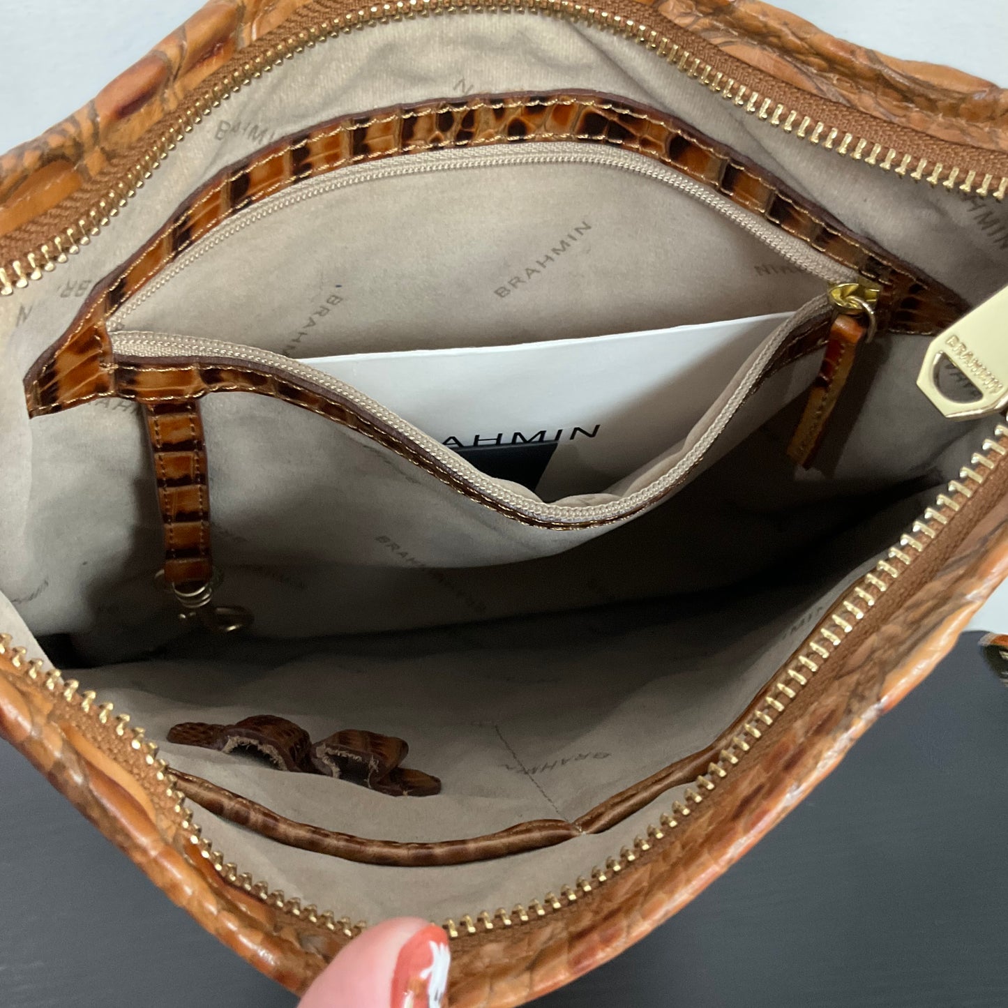 Crossbody Designer By Brahmin In Brown, Size:Medium