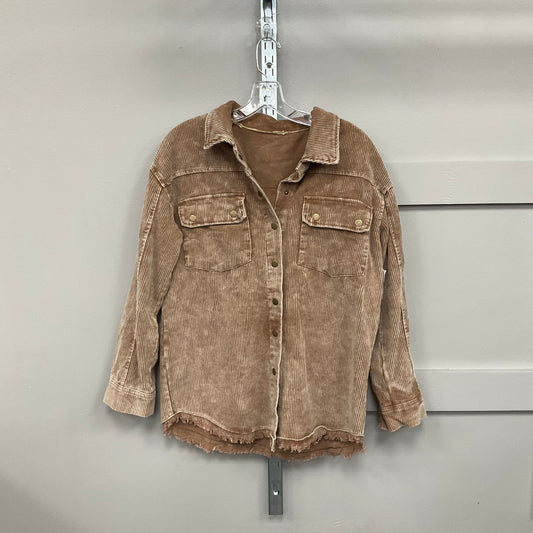 JACKET SHIRT by    CLOTHES MENTOR In BROWN, Size: S