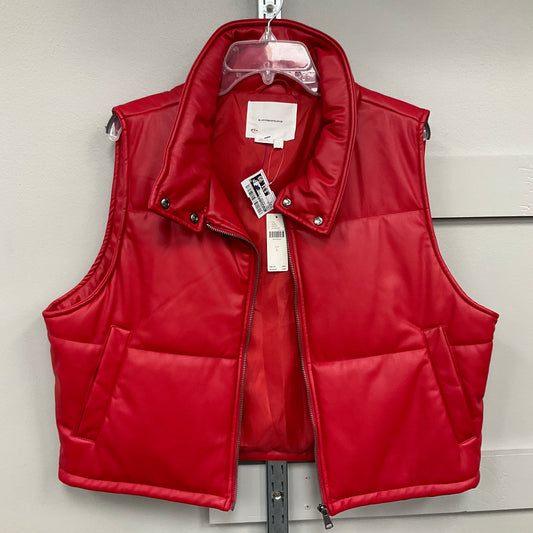 VEST PUFFER & QUILTED by ANTHROPOLOGIE In RED, Size: L
