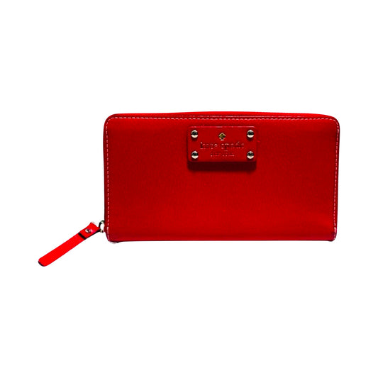 Continental Leather Zip Around Red Wallet Designer By Kate Spade  Size: Large
