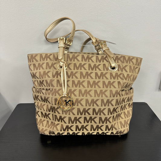 Tote Designer By Michael Kors In Brown & Tan, Size:Medium