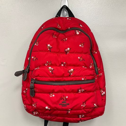 Backpack Designer By Coach In Floral Print, Size:Medium