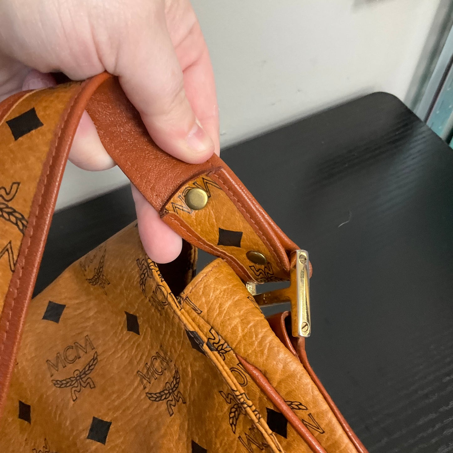 CROSSBODY LUXURY DESIGNER by MCM In BROWN, Size: LARGE