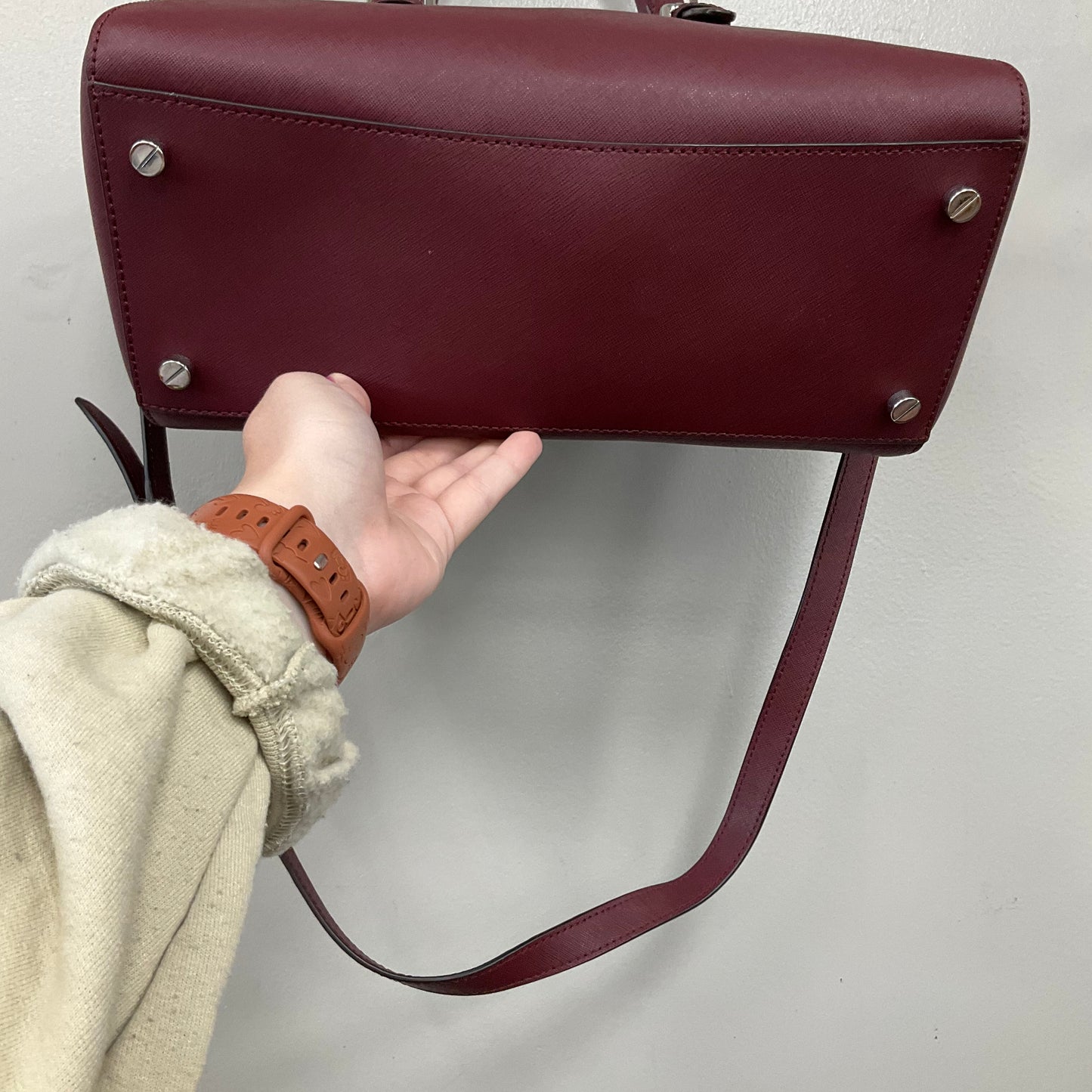 Handbag Designer By Michael Kors In Maroon, Size:Medium