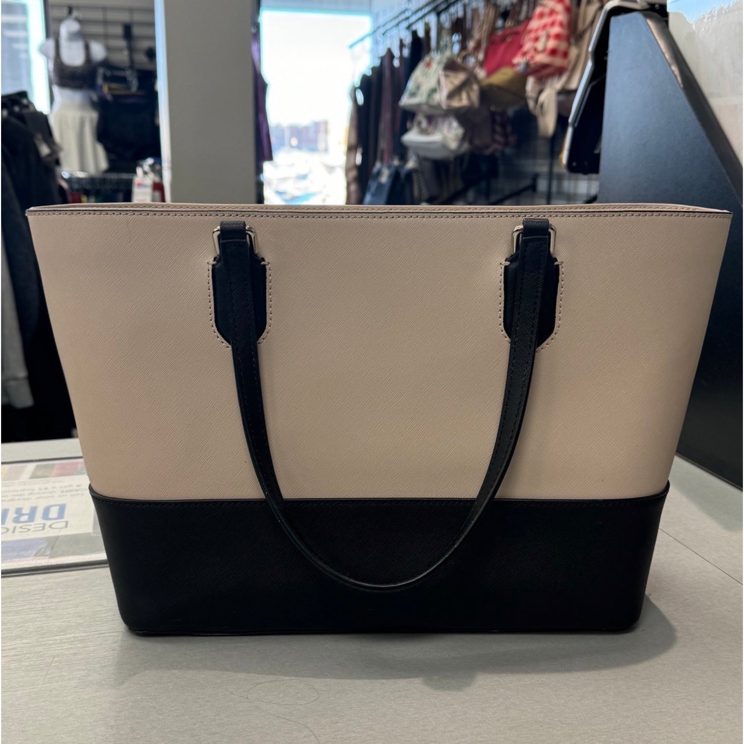 Handbag Designer By Kate Spade In Black & Cream, Size:Medium